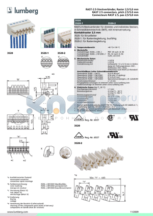 3520-104 datasheet - RAST-2.5-Steckverbinder, Raster 2,5/5,0 mm