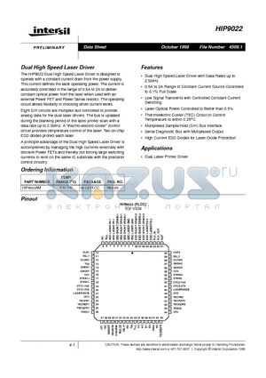 HIP9022AM datasheet - Dual High Speed Laser Driver