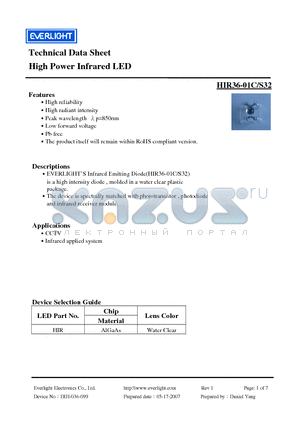 HIR36-01C datasheet - High Power Infrared LED