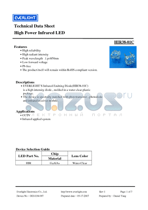 HIR38-01C datasheet - High Power Infrared LED