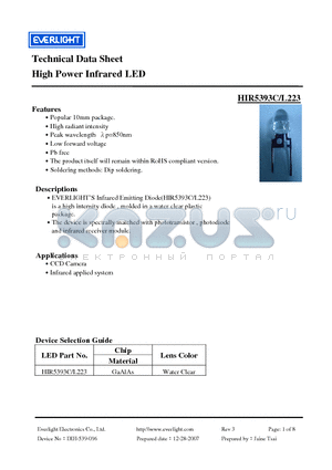 HIR5393C datasheet - High Power Infrared LED