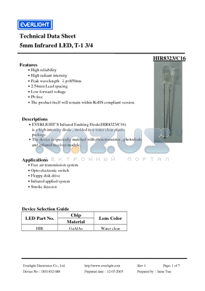 HIR8323 datasheet - 5mm Infrared LED, T-1 3/4