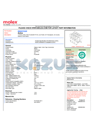 90327-3324 datasheet - 1.27mm (.050) Pitch Picoflex^ PF-50, Low Profile, IDT Receptacle, 24 Circuits, Natural, Gold Plated