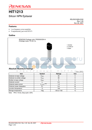 HIT1213-EQ datasheet - Silicon NPN Epitaxial