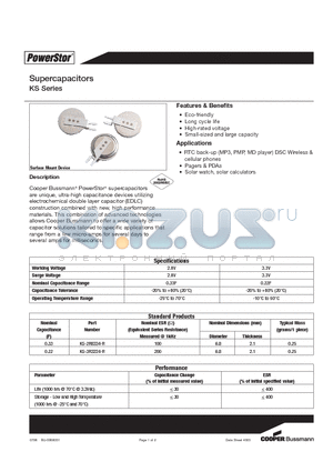 KS-2R8334-R datasheet - Supercapacitors