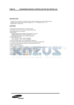 KS0071B datasheet - 32COM/60SEG DRIVER & CONTROLLER FOR DOT MATRIX LCD