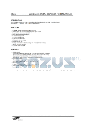 KS0075 datasheet - 34COM/100SEG DRIVER & CONTROLLER FOR DOT MATRIX LCD