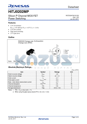 HITJ0202MP datasheet - Silicon P Channel MOS FET Power Switching