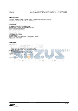 KS0078 datasheet - 34COM/120SEG DRIVER & CONTROLLER FOR DOT MATRIX LCD