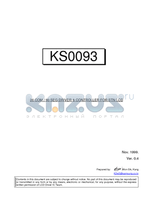 KS0093 datasheet - 26 COM / 80 SEG DRIVER & CONTROLLER FOR STN LCD