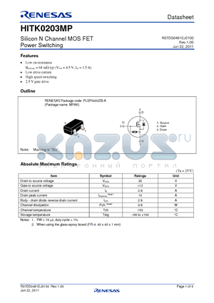 HITK0203MP datasheet - Silicon N Channel MOS FET Power Switching