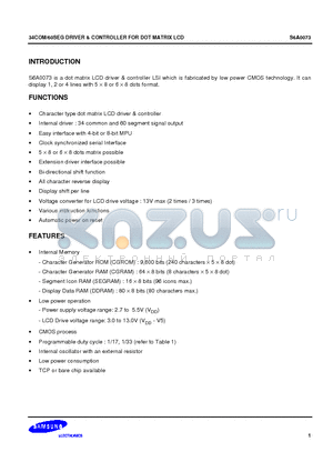 KS0073 datasheet - 34COM/60SEG DRIVER & CONTROLLER FOR DOT MATRIX LCD