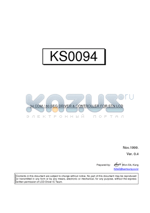 KS0094 datasheet - 34 COM / 80 SEG DRIVER & CONTROLLER FOR STN LCD