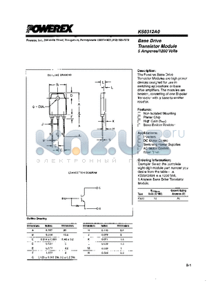 KS0312A0 datasheet - Base Drive Transistor Module (5 Amperes/1200 Volts)