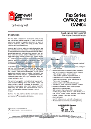 GWF402 datasheet - 2 and 4 Zone Conventional Fire Alarm Control Panels
