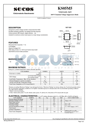 KS05M5 datasheet - 100 W Transient Voltage Suppressors Diode