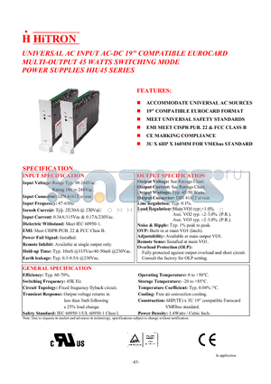 HIU45-S150032 datasheet - UNIVERSAL AC INPUT AC-DC 19