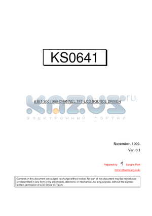 KS0641 datasheet - 6 BIT 300 / 309 CHANNEL TFT-LCD SOURCE DRIVER