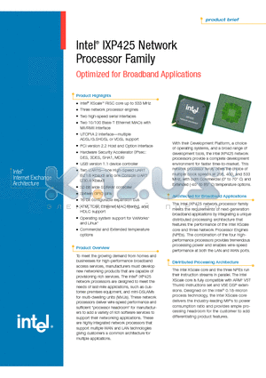 GWIXP425ABT datasheet - Optimized for Broadband Applications