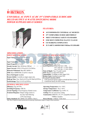 HIU45-T050KK datasheet - UNIVERSAL AC INPUT AC-DC 19