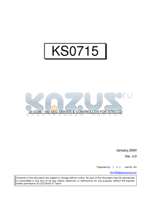 KS0715 datasheet - 33 COM / 100 SEG DRIVER & CONTROLLER FOR STN LCD