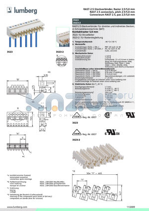 3523-202 datasheet - RAST-2.5-Steckverbinder, Raster 2,5/5,0 mm