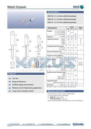 GWX datasheet - Watch Crysatals