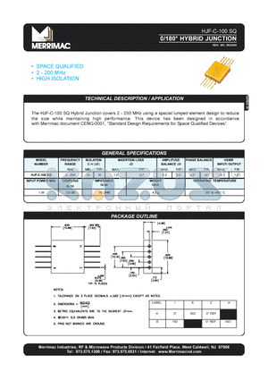 HJF-C-100SQ datasheet - 0/180` HYBRID JUNCTION