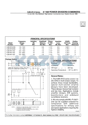 HJM-4R-10G datasheet - 0`/180`POWER DIVIDERS/COMBINERS