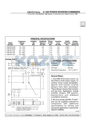 HJM-4R-16G datasheet - 0`/180`POWER DIVIDERS/COMBINERS