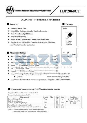 HJP2060CT datasheet - 20A SCHOTTKY BARREIER RECTIFIER