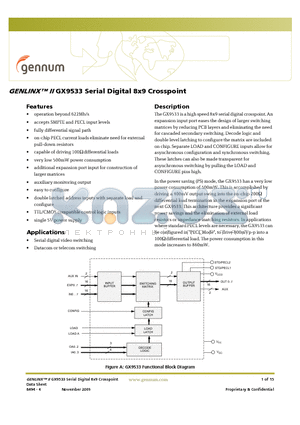 GX9533 datasheet - Serial Digital 8x9 Crosspoint