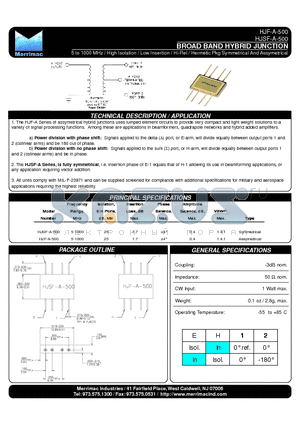 HJSF-A-500 datasheet - BROAD BAND HYBRID JUNCTION