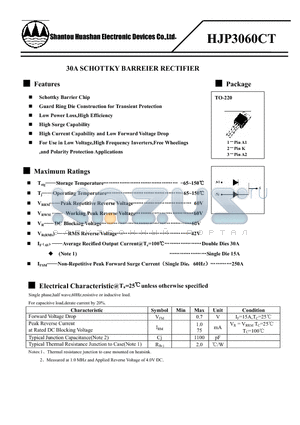 HJP3060CT datasheet - 30A SCHOTTKY BARREIER RECTIFIER