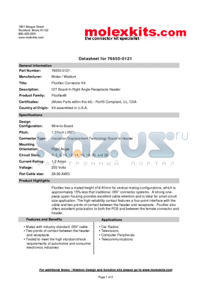 90584-1306 datasheet - IDT Board-In Right Angle Receptacle Header