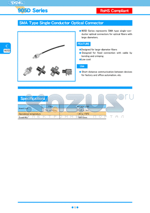 905D-R183-001 datasheet - SMA Type Single-Conductor Optical Connector