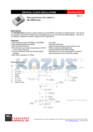 HK-A2909-FREQ datasheet - CRYSTAL CLOCK OSCILLATORS