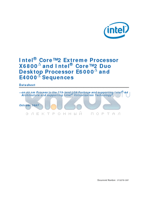 E6700 datasheet - Core2 Extreme Processor