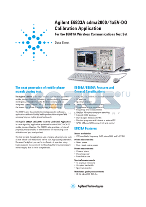 E6833A datasheet - Wireless Communications Test Set