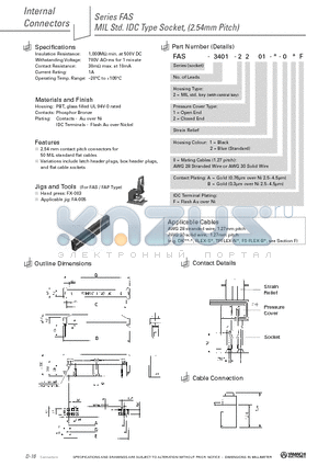 FAS-16-17 datasheet - MIL Std. IDC Type Socket, (2.54mm Pitch) IDC - Socket, 2.54mm Pitch (2-Point Contact)