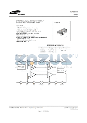 KS2206BN datasheet - The KA2206B is a monolithic intergrated dircuit consisting of a 2-channel power amplifier.