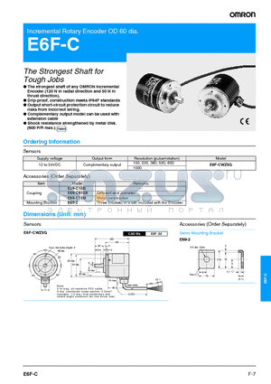 E6F-C datasheet - Incremental Rotary Encoder OD 60 dia (The Strongest Shaft for Tough Jobs)