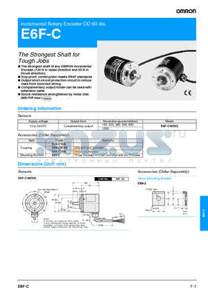 E6F-CWZ5G datasheet - Incremental Rotary Encoder OD 60 dia (The Strongest Shaft for Tough Jobs)