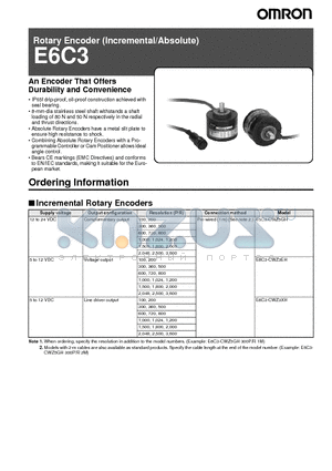 E6C3-CWZ5GH datasheet - An Encoder That Offers Durability and Convenience