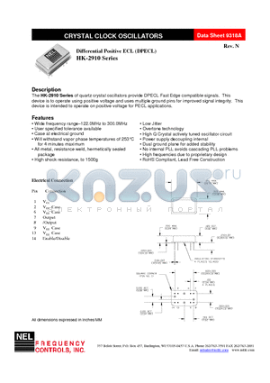 HK-A291A-FREQ datasheet - Differential Positive ECL (DPECL)