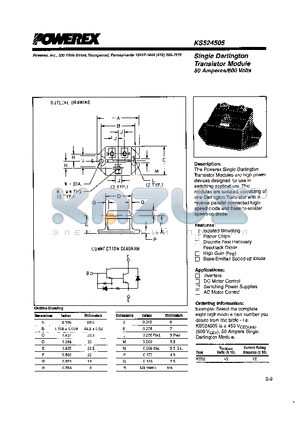 KS524505 datasheet - Single Darlington Transistor Module (50 Amperes/600 Volts)
