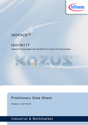 ISO1I811T datasheet - Isolated 8 Channel Digital Input with IEC61131-2 Type 1/2/3 Characteristics