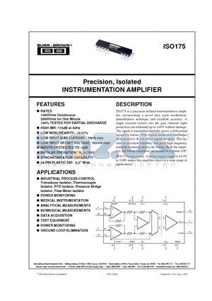 ISO175 datasheet - Precision, Isolated INSTRUMENTATION AMPLIFIER