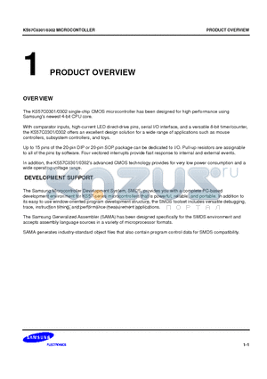 KS57C0301 datasheet - The KS57C0301/0302 single-chip CMOS microcontroller has been designed for high performance using Samsungs newest 4-bit CPU core.