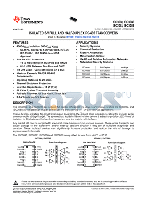 ISO3080DWR datasheet - ISOLATED 5-V FULL AND HALF-DUPLEX RS-485 TRANSCEIVERS